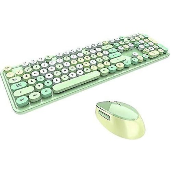 104-key Lovely Wireless Bluetooth Keyboard, 2.4ghz Non-drop Connection Design Compatible With Most System Pcs, Computers, Laptops (green And Colorful)