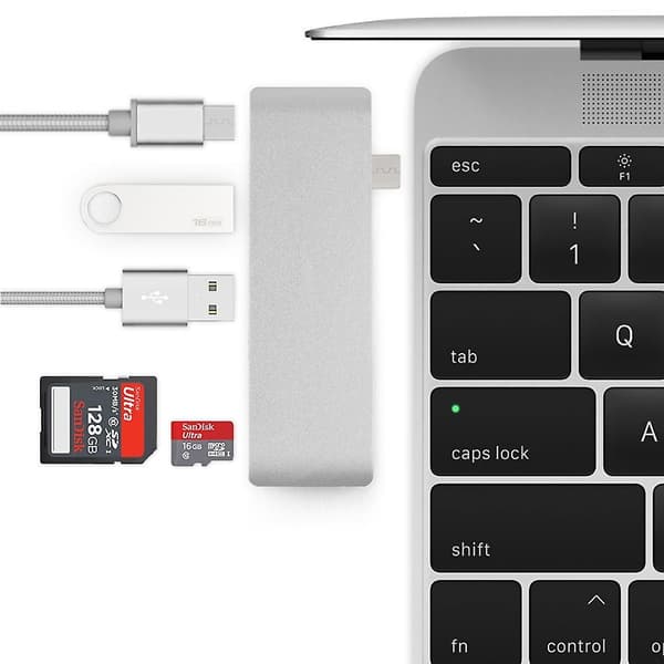 5-i-1 USB-adapter farge sølv