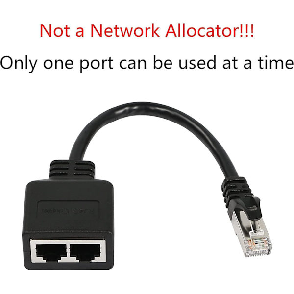 Nettverksadapter Rj45 1 til 2, Rj45 A hann-hunn dual adapter (15cm) Den brukes til å bytte nettverk mellom to porter uavhengig, og de to portene kan
