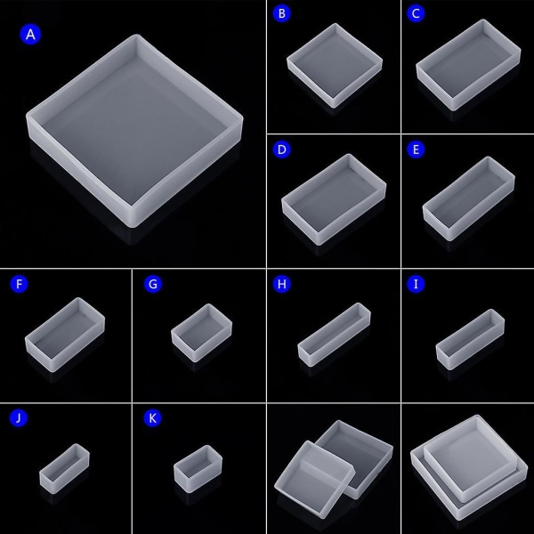Silikoneform DIY Firkant Rektangel Epoxy Resin Spejl Håndværk Smykker Dekoration H