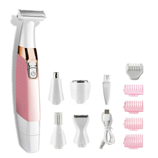 5-i-1 smertefri epilator for kvinner, øyenbrynstrimmer, barbermaskin for damer, hårfjerningsmaskin