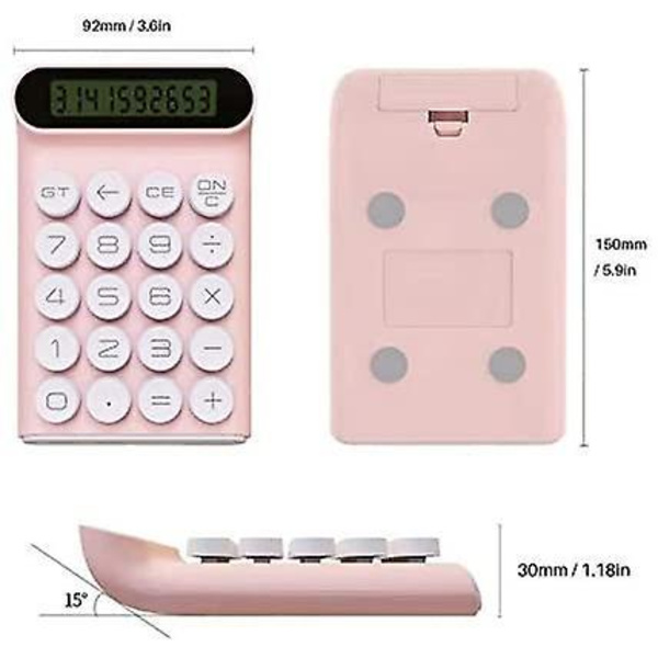 Mechanical Switch Calculator,handheld For Daily And Basic Office,10 Digit Large Lcd Display (pink)