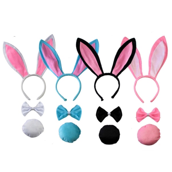 Pupu Pääpannat Setti Karvaiset Pupun Korvat Päähine Häntä Rusetti Kawaii Hiusvanne Halloween Pääsiäinen Cosplay Juhlatarvikkeet Gray