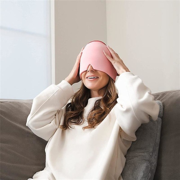 Headache/migraine Relief Hat Multipurpose Strechable Cold Compress Hood Pink