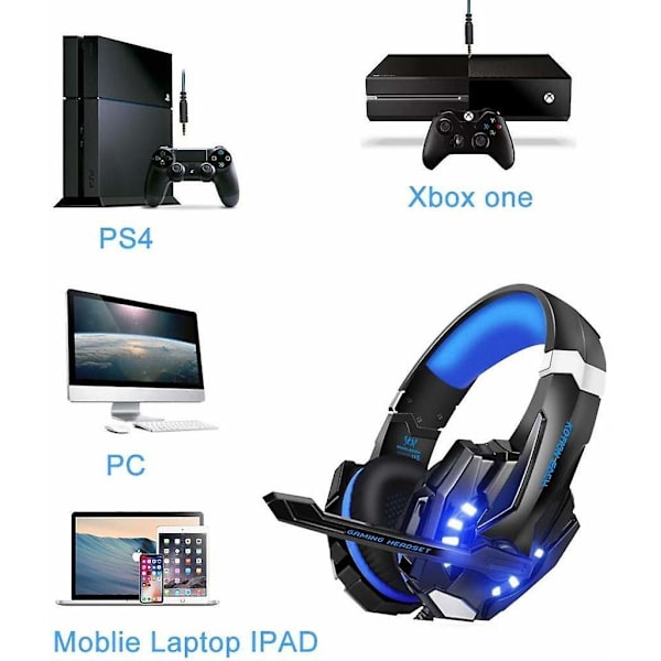 Ps4 Gaming Headset 3.5mm Surround Sound Led Light With Microphone