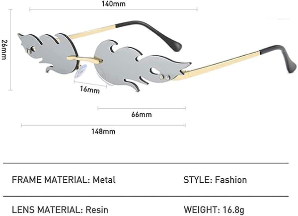 Fire Flame Sunglasses Rimless Wave Glasses Fire Shape Eyewear For Part