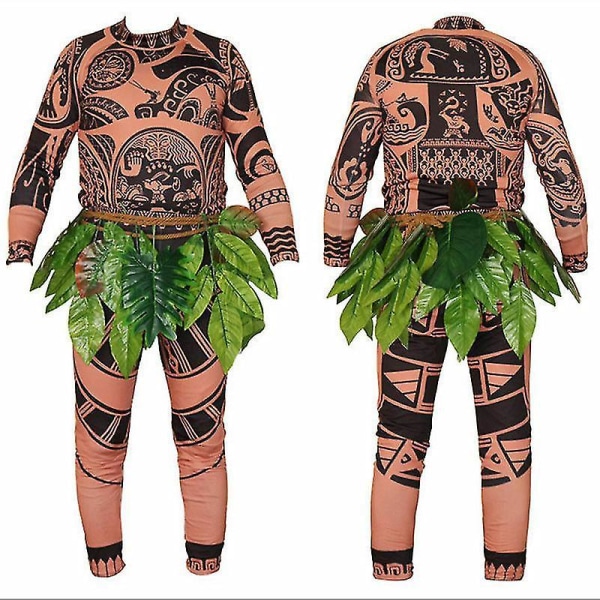 Maui Tattoo T Shirt/pants Halloween Adult Mens Women Cosplay Costumes With Leaves Decor Blattern Halloween Adult Cosplay Kids 110cm