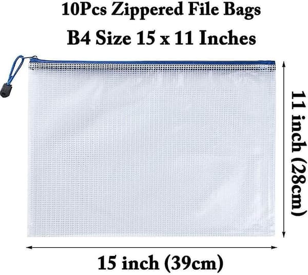 10 Pieces Document Pocket A3, Plastic File Pockets With Zipper For File, Paper