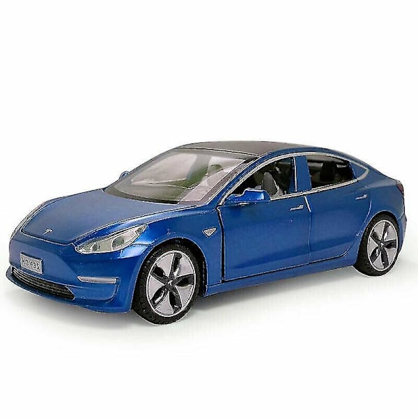 Sjq 1:32 Tesla Model 3 Legeringsbil Model Børnegave Blå