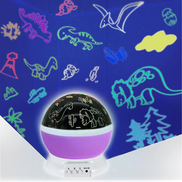Fantasy Dinosaur Rotating Projection Night Light Colorful Bedside Led Atmosphere Light Projector Lamp Xmas Birthday Gift Purple