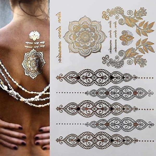 Flash Metallic Waterproof Tattoo Gold ,silver - Women Fashion Design Temporary YH021