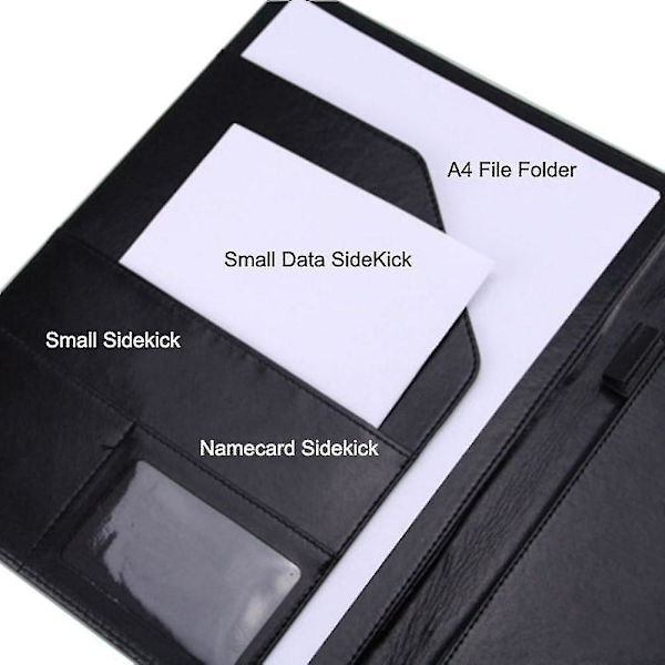 A4 Klemmbrettmappe - Multifunksjonell skinnmappe for kontor/studenter Black