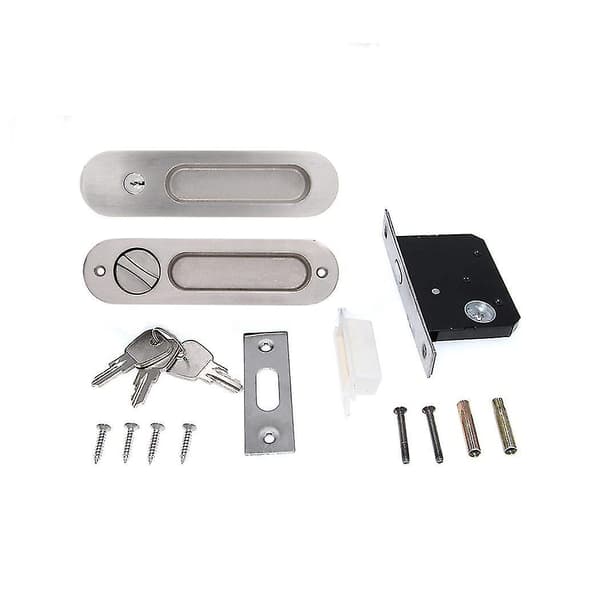 Sliding Door Lock Invisible Recessed Handle Latch -with 3 Keys black