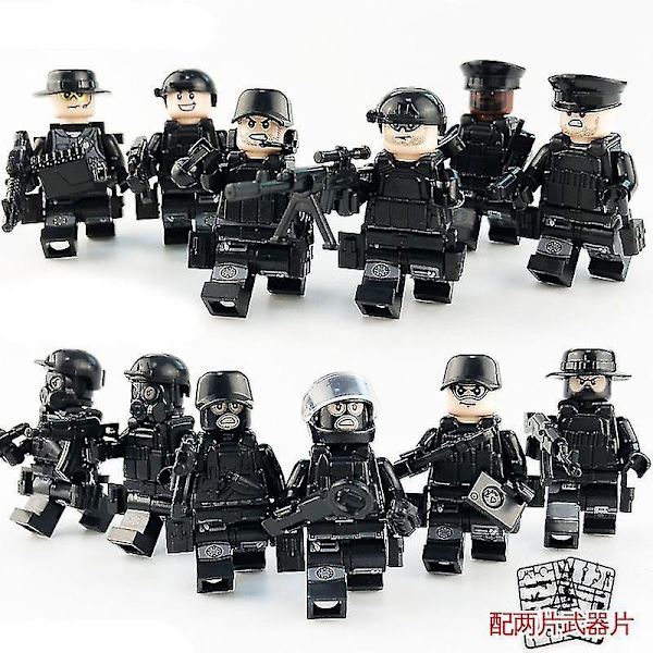 Military Police Building Blocks Minifigure Small Particles Assembled Doll Children's Boys Toy Set