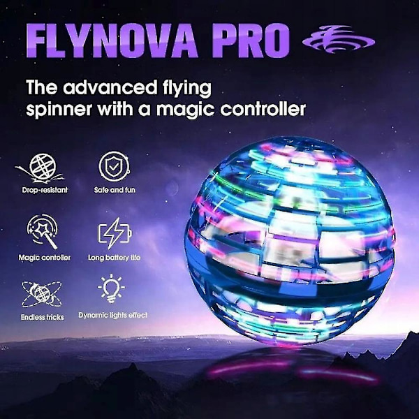 Flynova Pro Flying Ball Toy 360 Hand-controlled Flying Ball Toy Built-in Rgb Light Blue 81*26.5*205mm