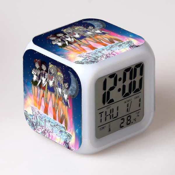 Sailor Moon Crystal Led Alarm Clock Colorful Digital Wake Up Touch ...