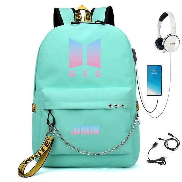 Bts Backpack Cute Usb Charging School Bag Color9