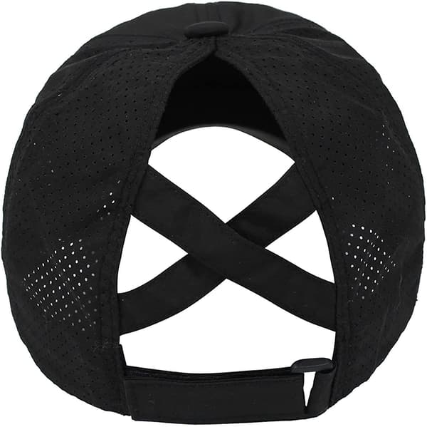Womens Criss Cross Ponytail Baseball Cap Adjustable High Messy Bun Ponycap Quick Drying Hat Black