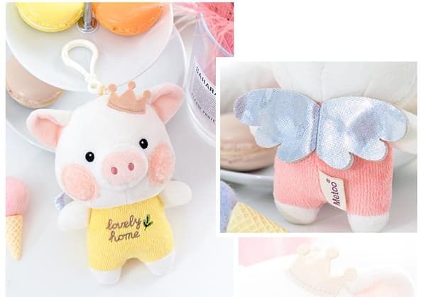 Cartoon Cow Plush Doll Backpack Pendant 14cm Orange