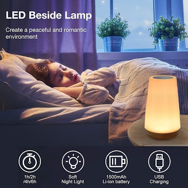 Led Bedside Lamp, Touch Dimmable Atmosphere Table Lamp With Remote Control, 13