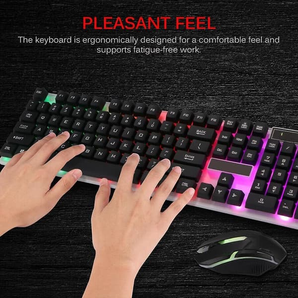 Gaming Keyboard And Mouse Set Rgb Led Usb Mechanical Pc Laptop Mac