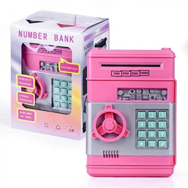 Sparegris, Elektronisk Minibank Passord Kontanter Myntboks Leke For Barn pink