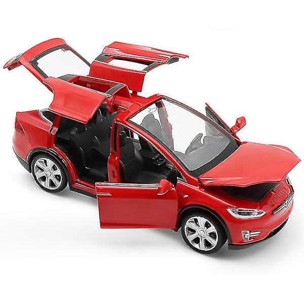 Uusi 1:32 Tesla Model X metalliseos automalli pojan lelu Red