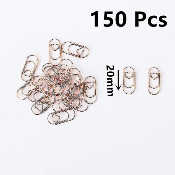 150 Pcs Small Paper Clips, Heart Shaped Paper Clips, Bookmark Clips For Office And School Rose Gold