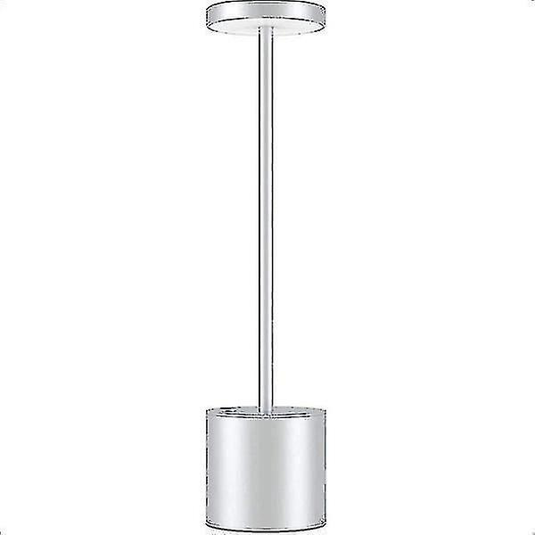 Trådløs LED Bordlampe Bærbar USB Oppladbar (sølv)