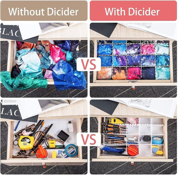 40pcs Drawer Dividers Adjustable Drawer Storage Organizer For Clutter Kitchen Cutlery Dresser Makeup Tools Socks