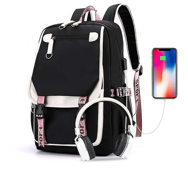 Miman Leisure Backpack Travel Bag Student School Bag pink