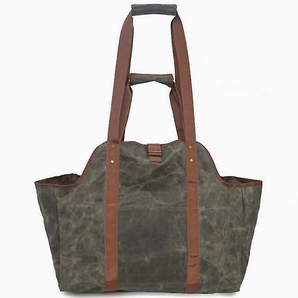 Waxed Canvas Log Carrier Tote Bag, Extra Large Durable Firewood