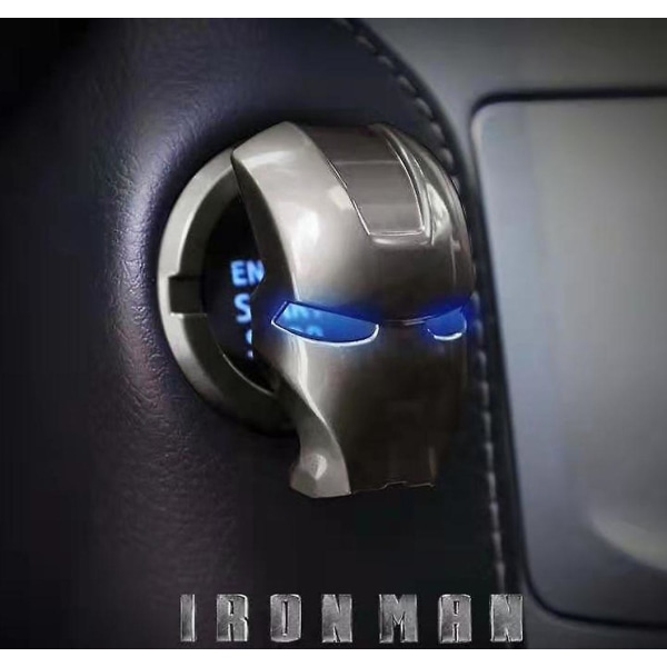 3d Iron Man Car Interior Decoration Accessories One Button Start Cover Ignition Switch Protective silver