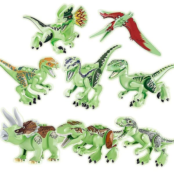 8 stk. Jurassic Dinosaurleker Små Byggeklosser For Gutter