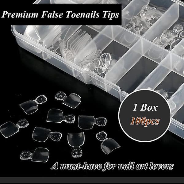 Acrylic False Toenails Full Cover, With Box, For Nail (100 Pcs Clear)