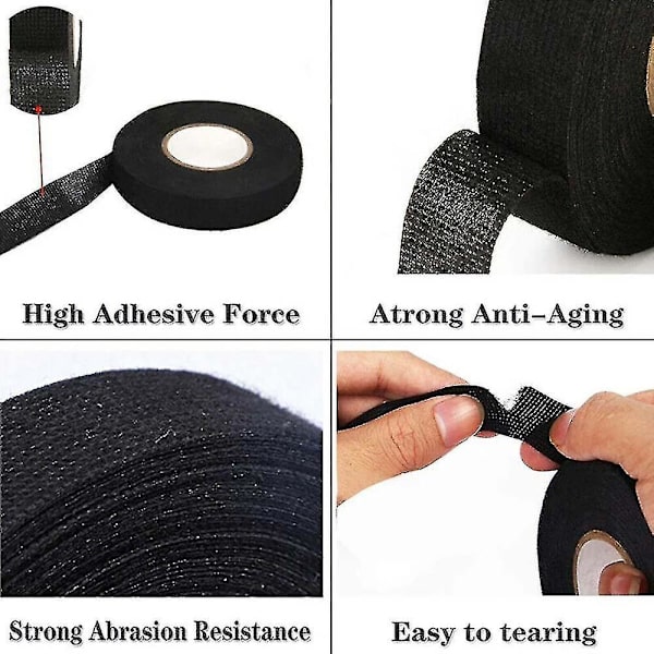 9~19mm Bil Ledningsnet Tape Klæbende Stof Sele Isolering Elektriske Taper 15mm x 15M