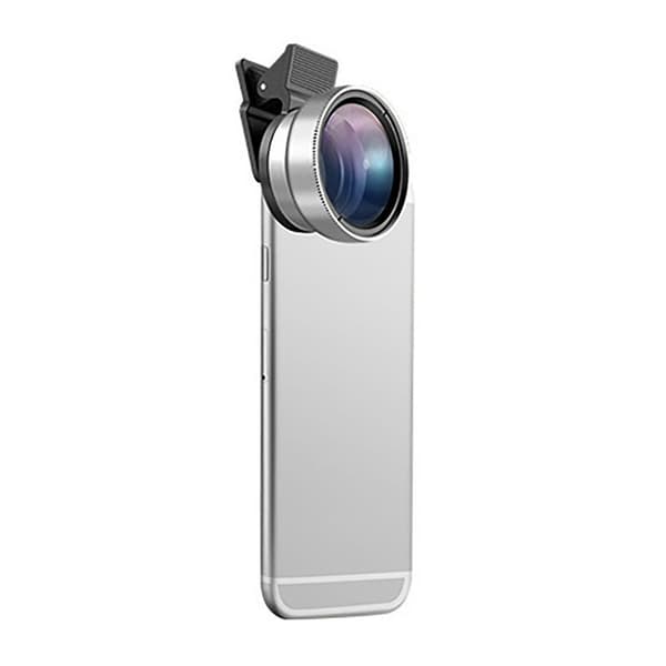 2 In 1 Universal 37mm 0.45x 49uv Wide Angle Macro Cell Phone Camera Lens Kit Silver