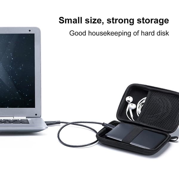 2.5 Inch Mobile Hard Disk Bag Protection Bag Shockproof Hard Disk Box Protective Cover Digital Accessories Storage Multi-function Bag Black