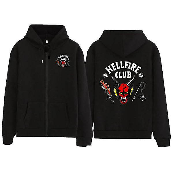 Stranger Things 4 The Hellfire Club Huppari Cosplay Halloween Asu Hupparitakki Black S