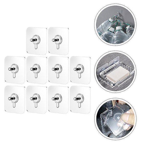 10pcs Self Adhesive Screws Stickers Home Wall Hooks Door Hook Kitchen Hooks