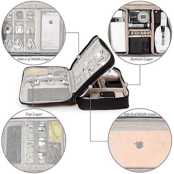 Cable Organizer Bag Travel Electronic Accessories Carrying Case For Digital Camera, Usb, Charger, Power Bank Storage Bag Box gray