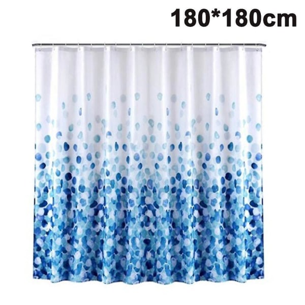 Waterproof Anti-mold Shower Curtain . With 12 Shower Curtain Rings Blue