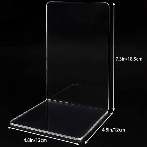 8pcs Bookends, Clear Acrylic Bookends For Shelves, Plastic Bookends For Home
