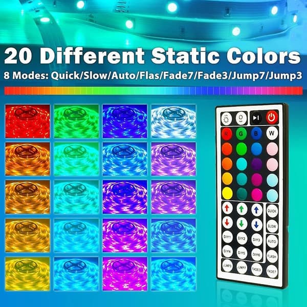 LED Lys 20m LED Strips Til Værelse Og TV Kontrol 44 Taster