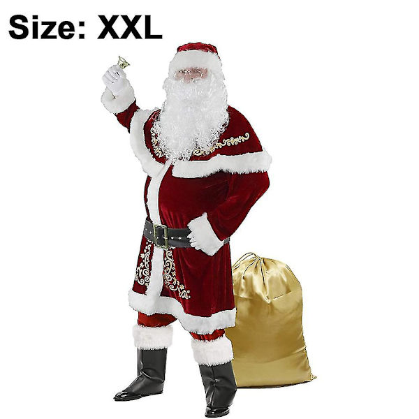 Mens Santa Costume Set Christmas Deluxe Adult Suit XXL