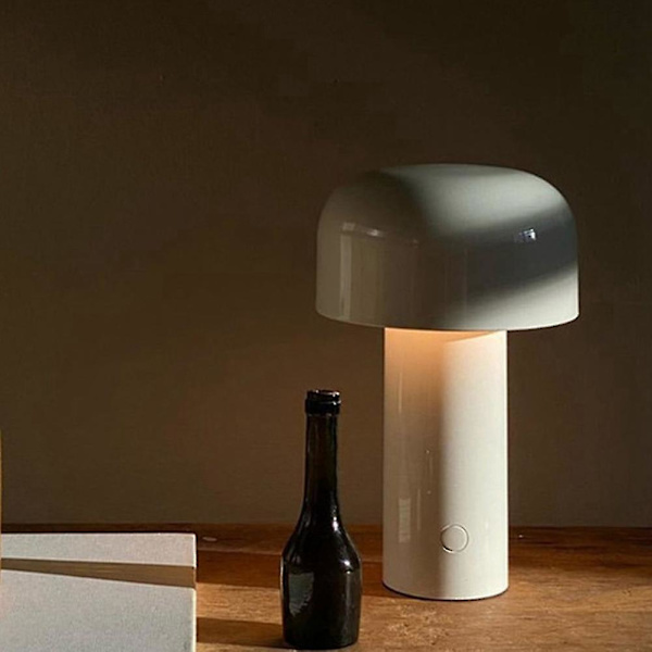 Mushroom Bordlampe Bærbar USB-lading Touch Bordlampe, hvit