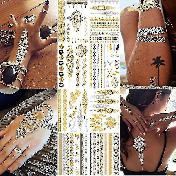 Flash Metallic Waterproof Tattoo Gold ,silver - Women Fashion Design Temporary