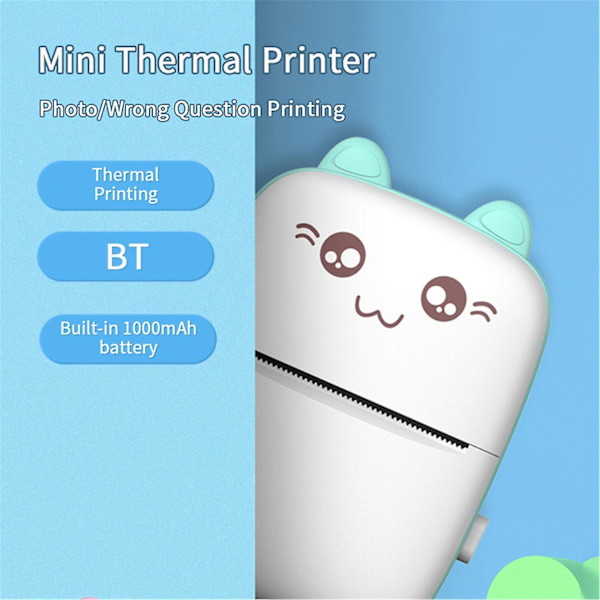 Mini Pocket Thermal Printer Wireless Bluetooth Photo Printing Machine White Blue