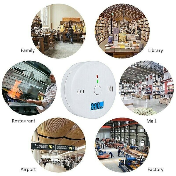2pcs Lcd-carbon-monoxide Co Detector Poisoning Gas Sensor Monitor Warning Alarm