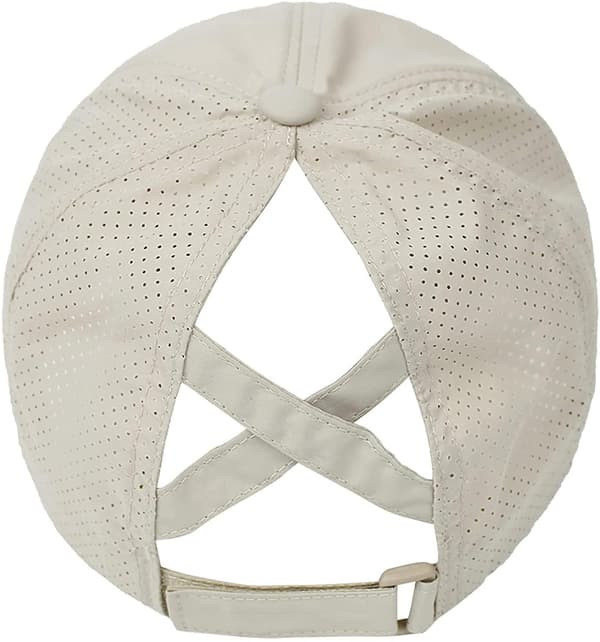 Womens Criss Cross Ponytail Baseball Cap Adjustable High Messy Bun Ponycap Quick Drying Hat Khaki